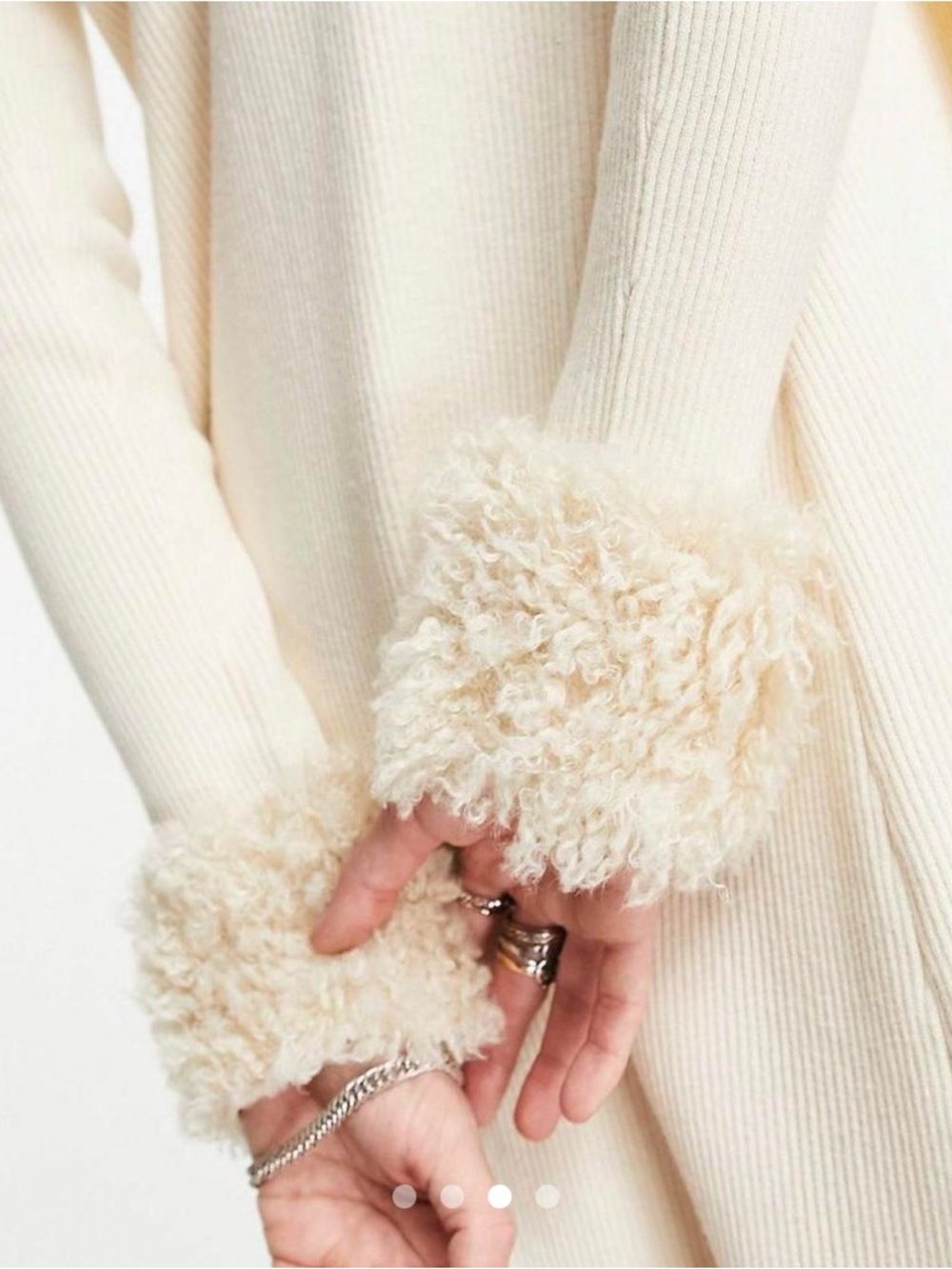 Bershka Cream Teddy-Trim Long Cardigan NWT - Picture 3 of 9
